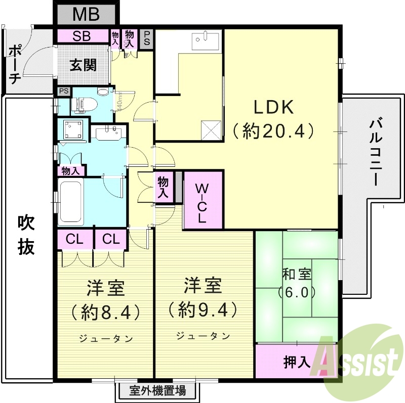 3LDK(100.1平米）L字型キッチン・追焚付給湯