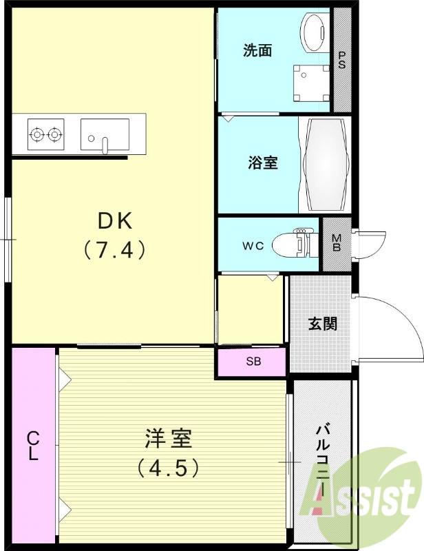 1DK(29.92平米)カウンターキッチン・浴室乾燥機