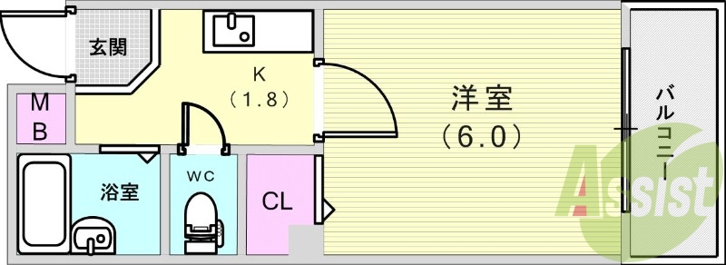 1K（20.11平米）エアコン・給湯器・オートロック