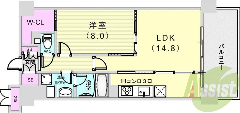 1LDK（54.88平米）システムキッチン・浴室乾燥機