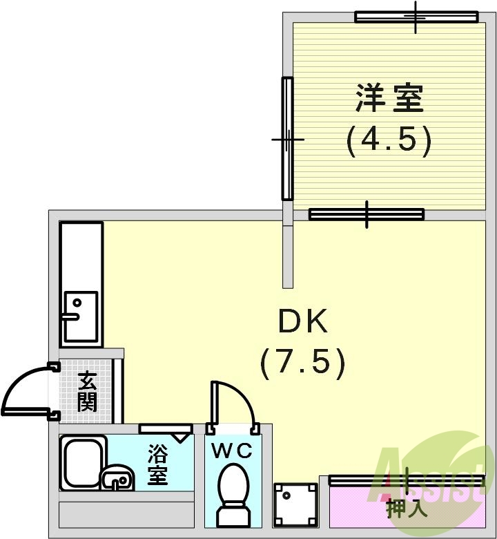 セパレートのお部屋で広々していますね。