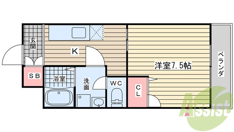 各部屋がゆったりとした単身さんにちょうどいい間取り。