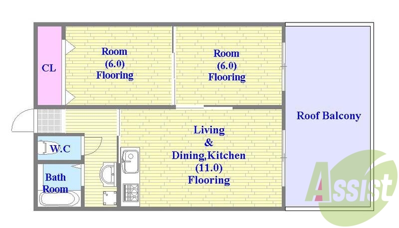 ルーフバルコニー付きの広々とした間取りです