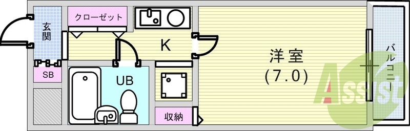 ゆったりと一人暮らしには十分のスペースです