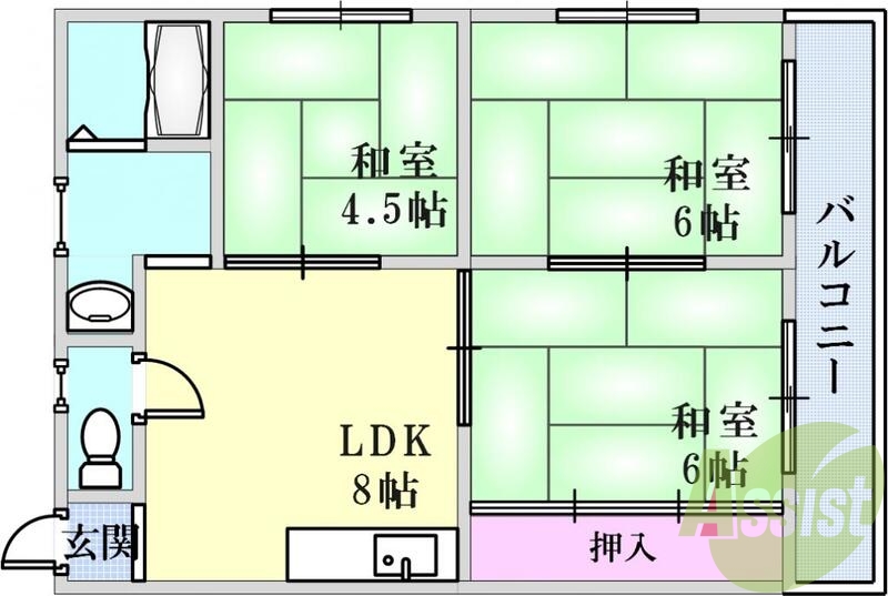 人気の３ＬＤＫ　南向きで日当たり良好