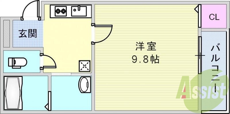 ゆったり９．８帖トイレお風呂セパレートの間取り