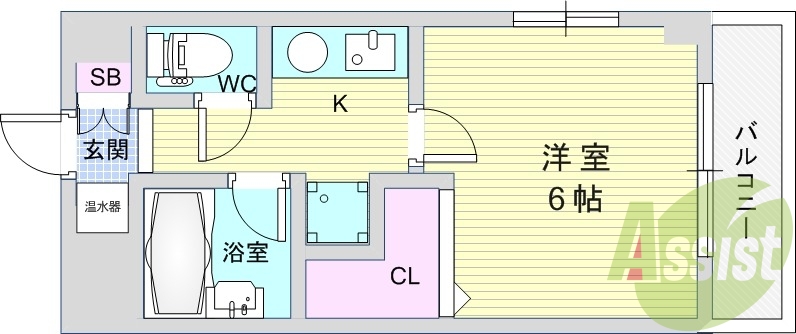 1K（21平米）TVインターホン・エアコン・セパレート