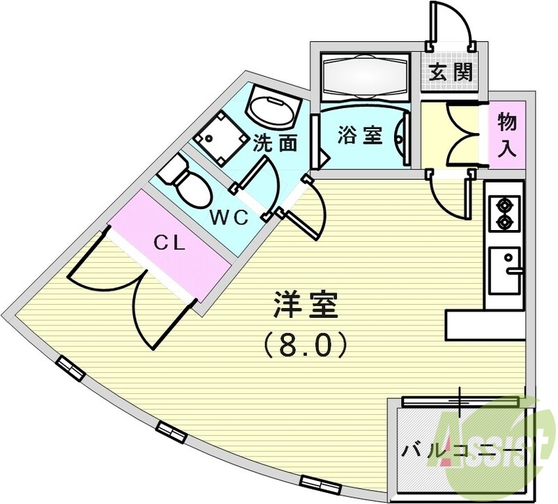特徴のある間取りで角部屋で明るいお部屋です