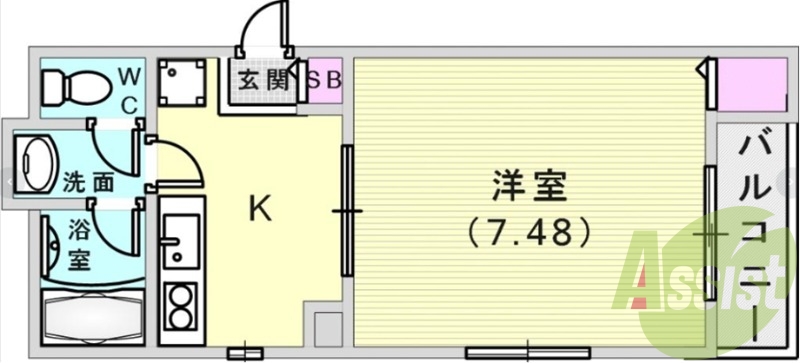 一人暮らしにオススメの洋室です。