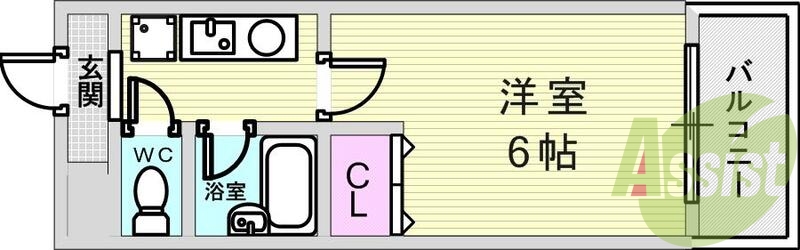 お風呂とトイレが別の単身者にピッタリの間取り