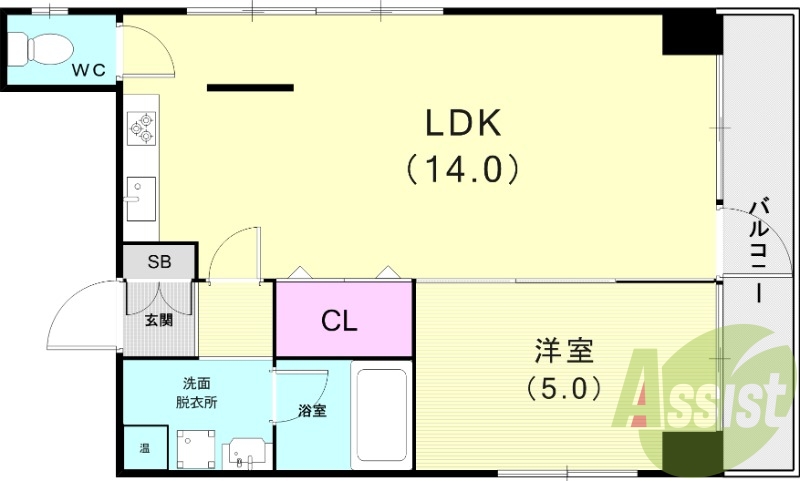 1LDK（41.0平米）システムキッチン・浴室乾燥機