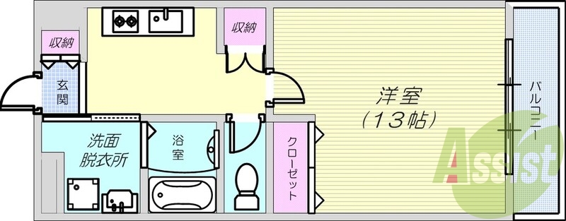 1K（40平米）モニターホン・バルコニー・エアコン・収納