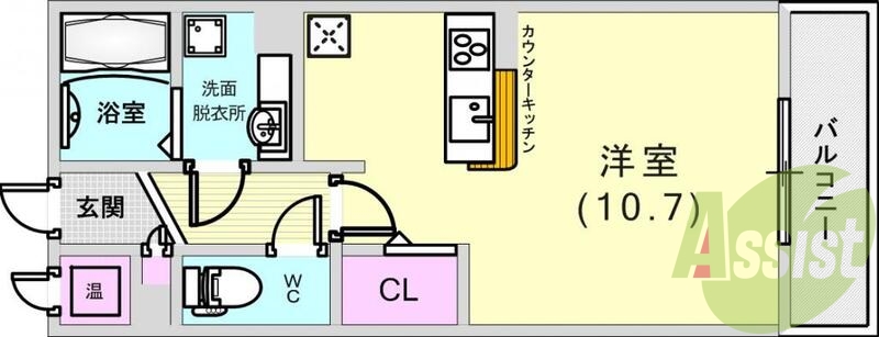 1R（30.03平米）カウンターキッチン・浴室乾燥機・収納
