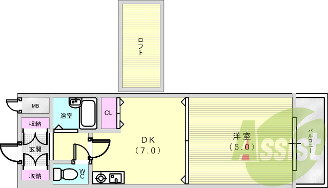 １ＤＫ（２８.６７平米）ロフト・レディースマンション・下駄箱
