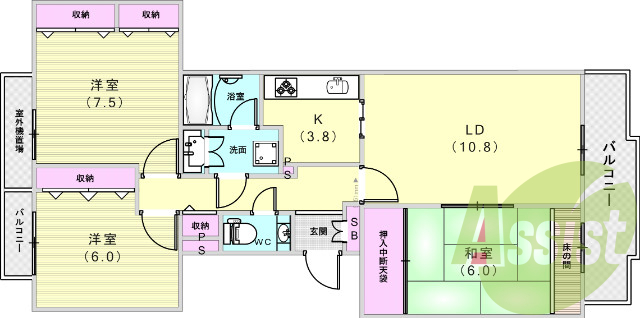 ３ＬＤＫ（８２．４４平米）システムキッチン・独立洗面台・収納