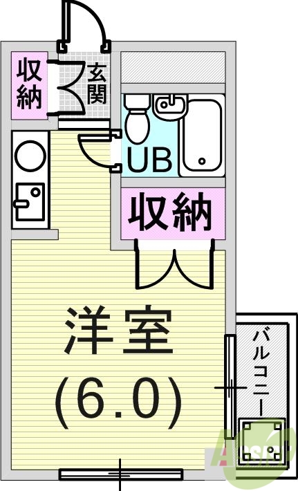 1R（18.58平米）エアコン・オートロック・下駄箱・収納