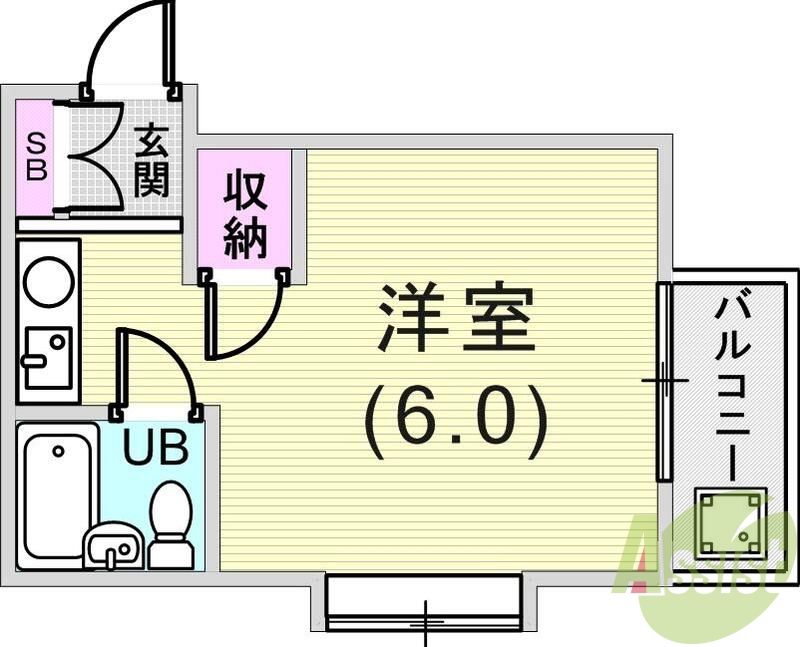 ワンルーム（17.28平米）エアコン・シューズボックス