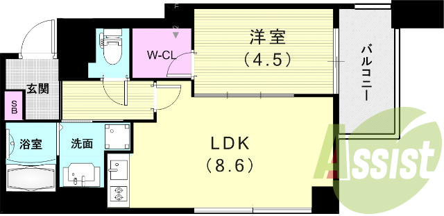 1LDK(35.12平米)システムキッチン・浴室乾燥機