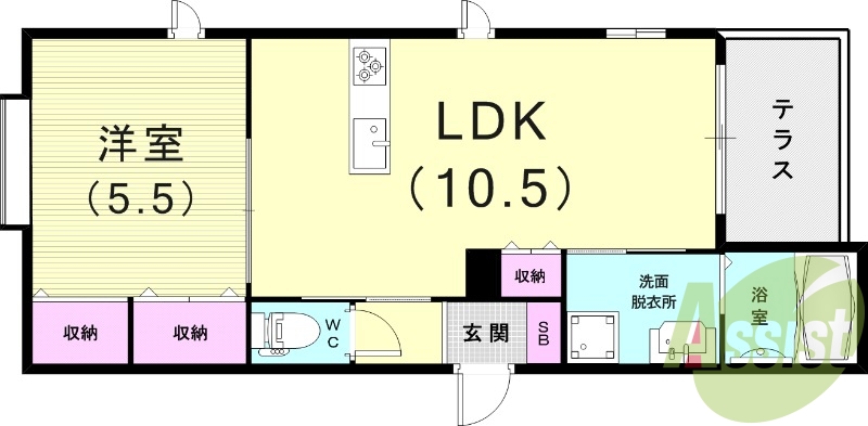 １LDK（41.69平米）システムキッチン・浴室乾燥機