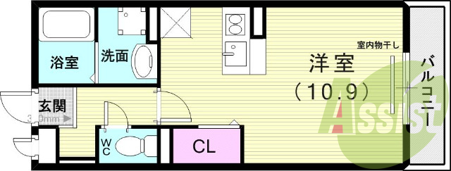 １Ｒ（３０.０３平米）ＴＶインターホン、クローゼット、下駄箱