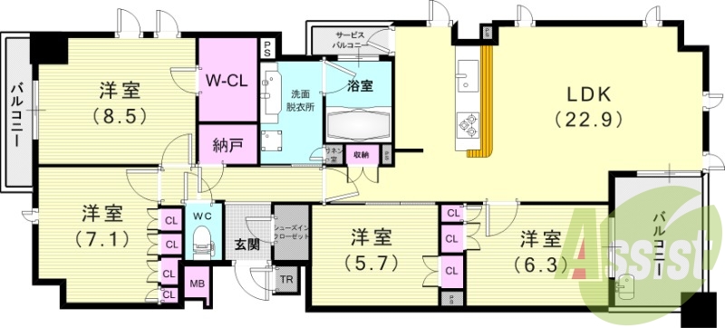 4LDK（111.26平米）浴室乾燥機・エアコン・照明