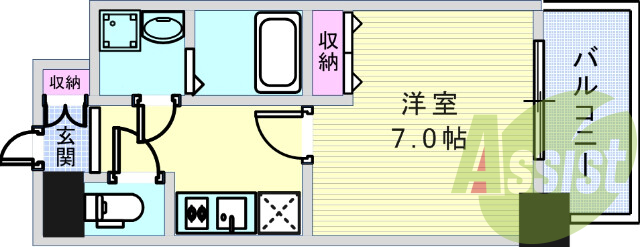 広々とした1Kの間取りです。