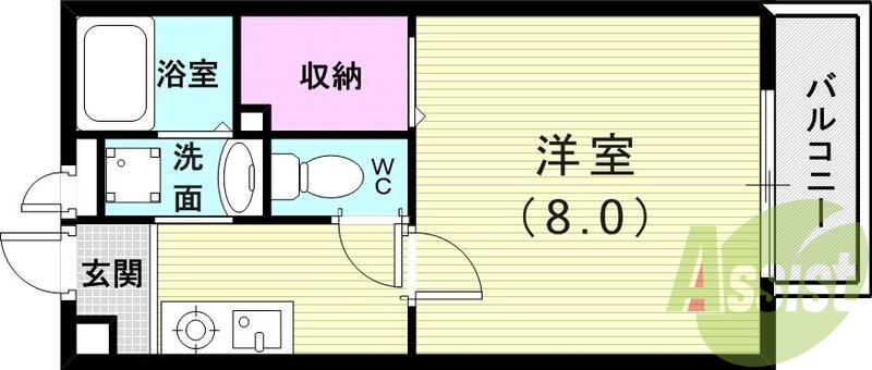 1K（27.08平米）1口コンロ・エアコン・シューズボックス
