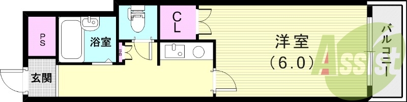 1K（２２平米）インターホン・エアコン・IH1口コンロ