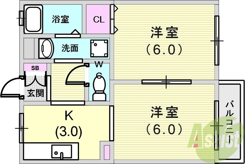 オール洋室の間取りですね。