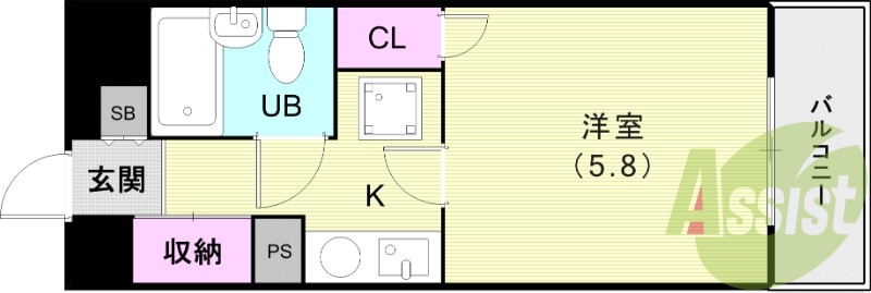 １K（１８.５２平米）オートロック・室内洗濯機置場・エアコン