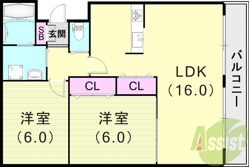 2LDK（58.12平米）システムキッチン・オートロック