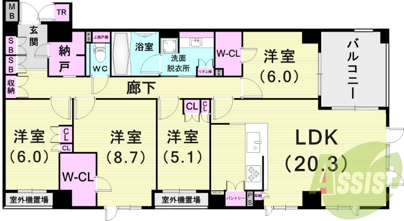 4LDK（112.73平米）浴室乾燥機・エアコン・照明