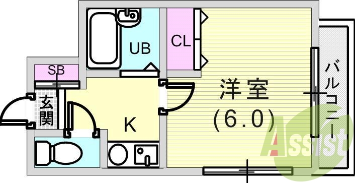 1Ｋ（18.71平米）エアコン・下駄箱・ＴＶ付モニターホン