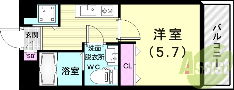1K（20.91平米）2口ガスコンロ・エアコン・浴室乾燥機