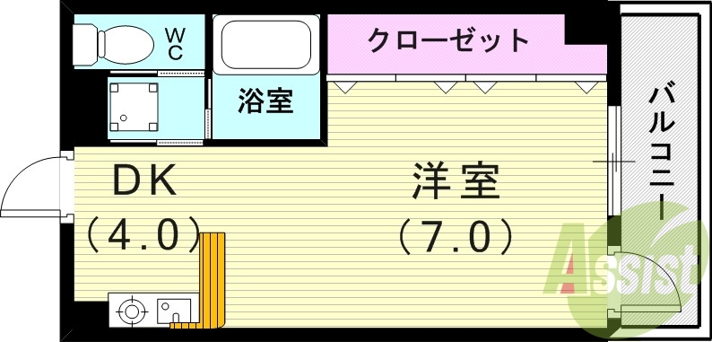 １DＫ（２５．３７平米）エアコン・カウンターキッチン・収納