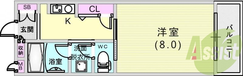 1K（26平米）IHコンロ・エアコン・セパレート