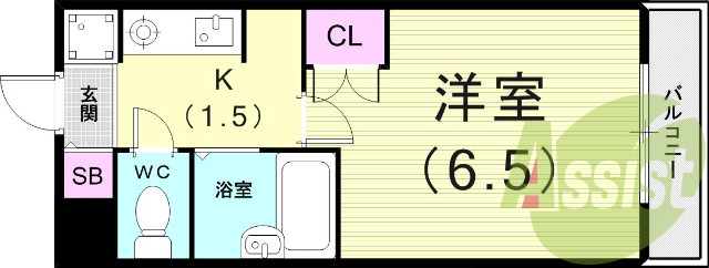 １Ｋ（20.59平米）エアコン・Ｊ：ＣＯＭネット無料３２０Ｍ