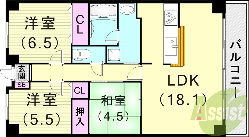 3LDK（78.86平米）カウンターキッチン・浴室乾燥機