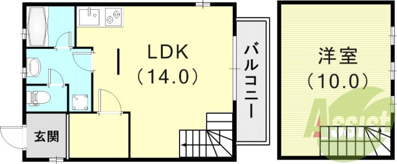 1LDK（52.25平米）ネット無料・駐車場付き・メゾネット