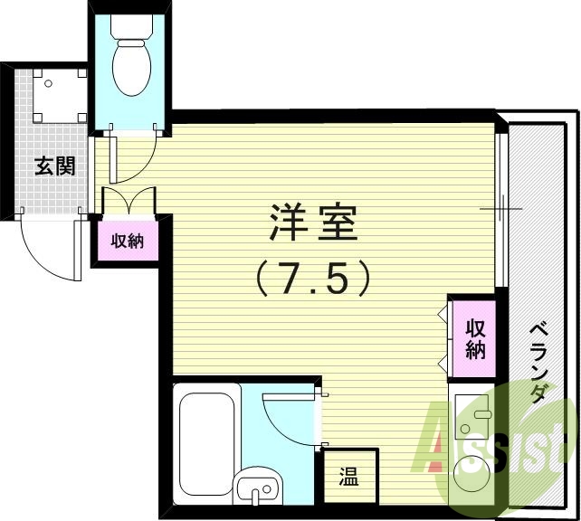 1R（１９.１４平米）室内洗濯機置場・エアコン・オール電化