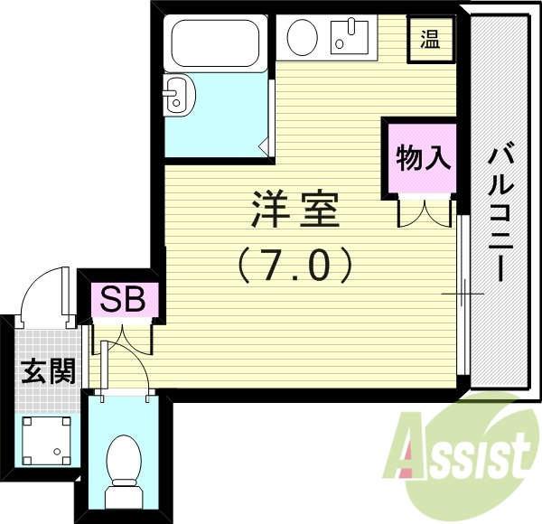 1R（18.11平米）エアコン・下駄箱・室内洗濯機置場・収納