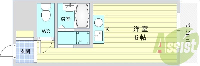 １R（１9平米）TVインターホン・エアコン・室内洗濯機置き場