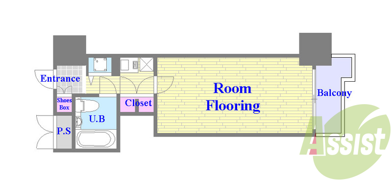 広々リビングの単身者向けの間取りです