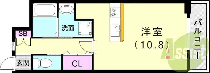1R（30平米）カウンターキッチン・エアコン・モニターホン