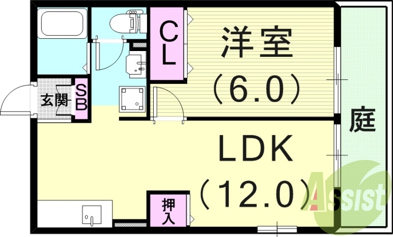 1LDK(40.47平米）エアコン・室内洗濯機置場