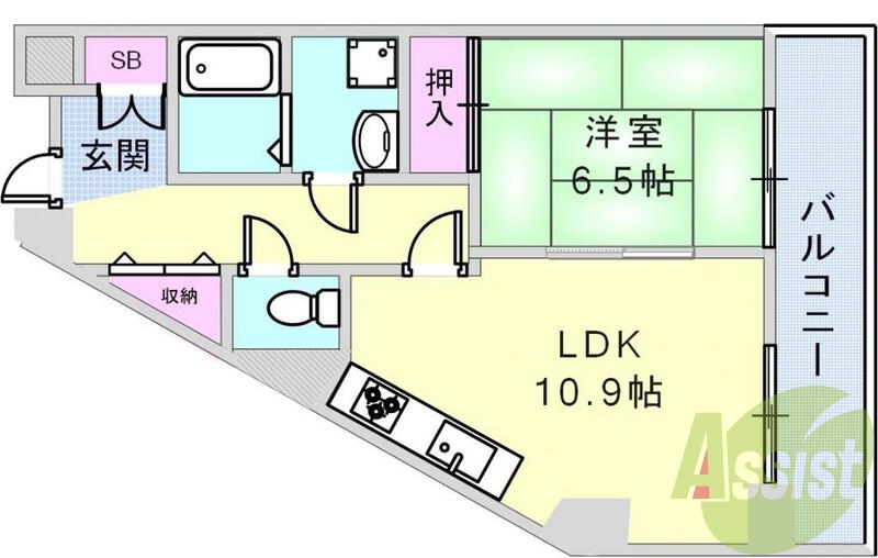 使いやすい1LDKタイプです。