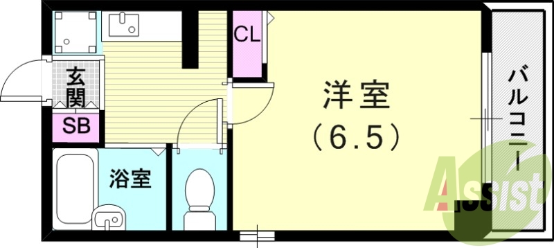1K（18.13平米）エアコン・ガスコンロ・収納・バルコニー