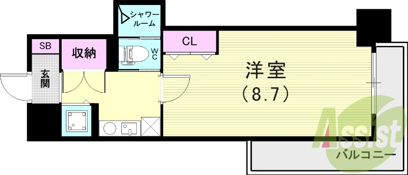広々リビングの単身者向けの間取りです
