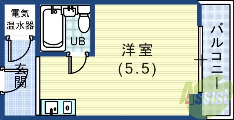1Kのお部屋です。