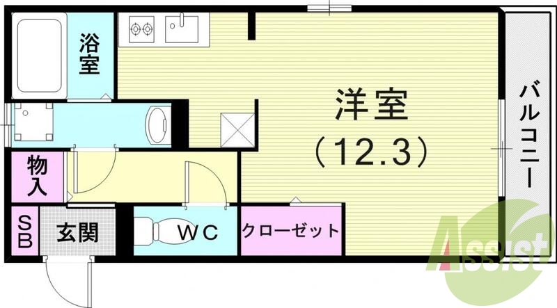 1Ｒ(34.08平米)システムキッチン・エアコン・下駄箱